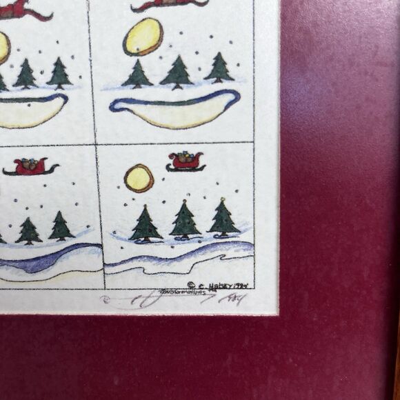 Vtg E Halsey Transformation Print From Ornament to Winter Scene Santa Signed - Picture 6 of 7